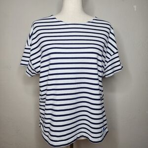 Orcival France Breton Stripe Drop‎ Shoulders Short Sleeve Tee Size Small